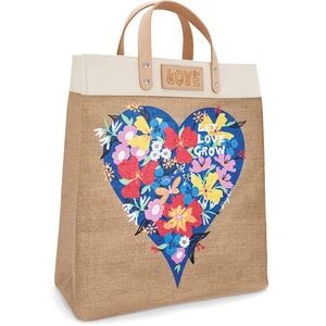 Brighton Let Love Grow Burlap Tote Bag New reusable planet friendly jute leather